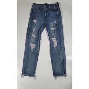 Risen Jeans Women 32/15 Distressed High Rise Skinny Denim RDP1276 Medium‎ Wash